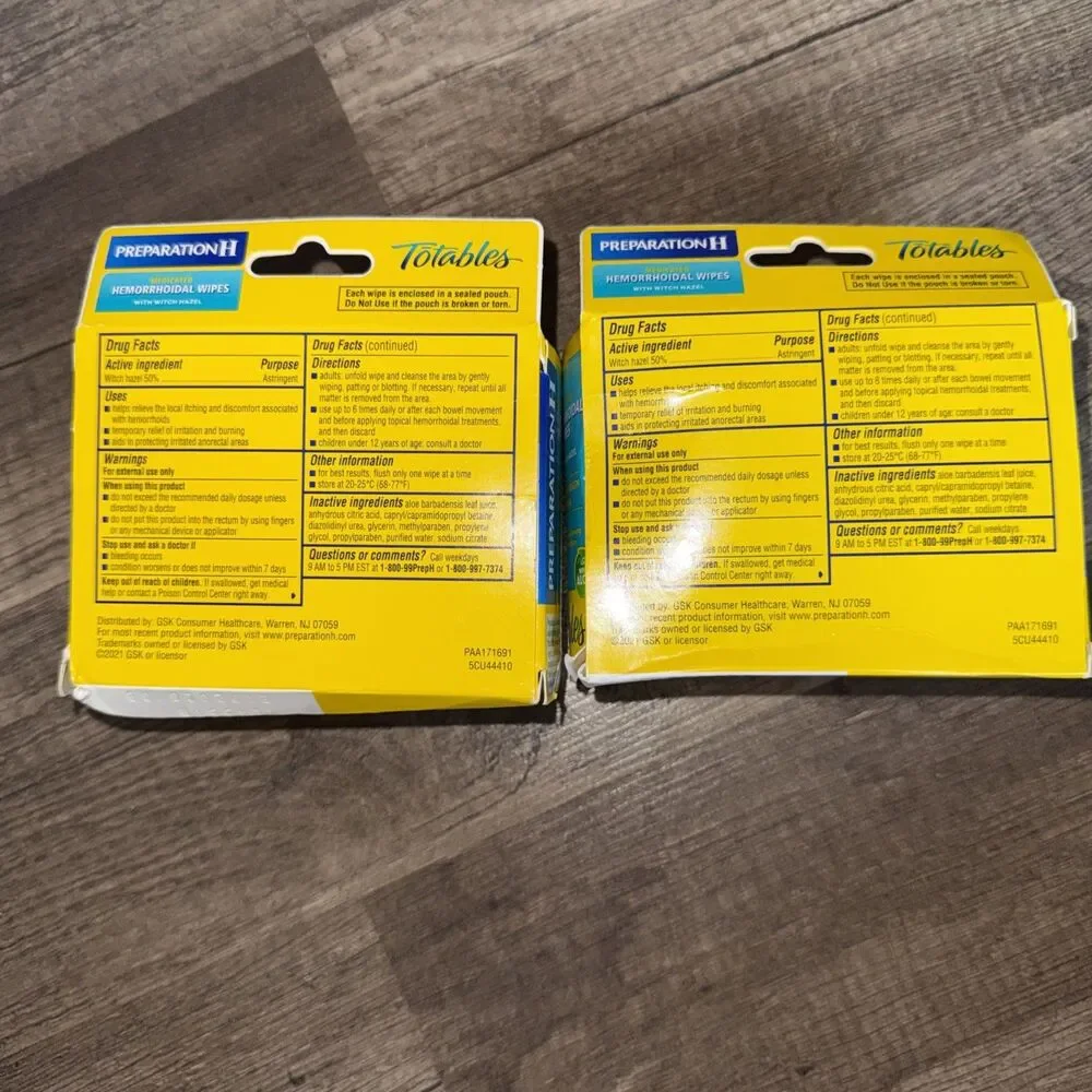 2 BOXES Preparation H Totables Hemorrhoid Flushable Wipes Witch Hazel 9/2026